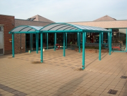 Carport as playground shed at a school