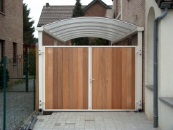 Carport with gate of Bankirai wood price on demand